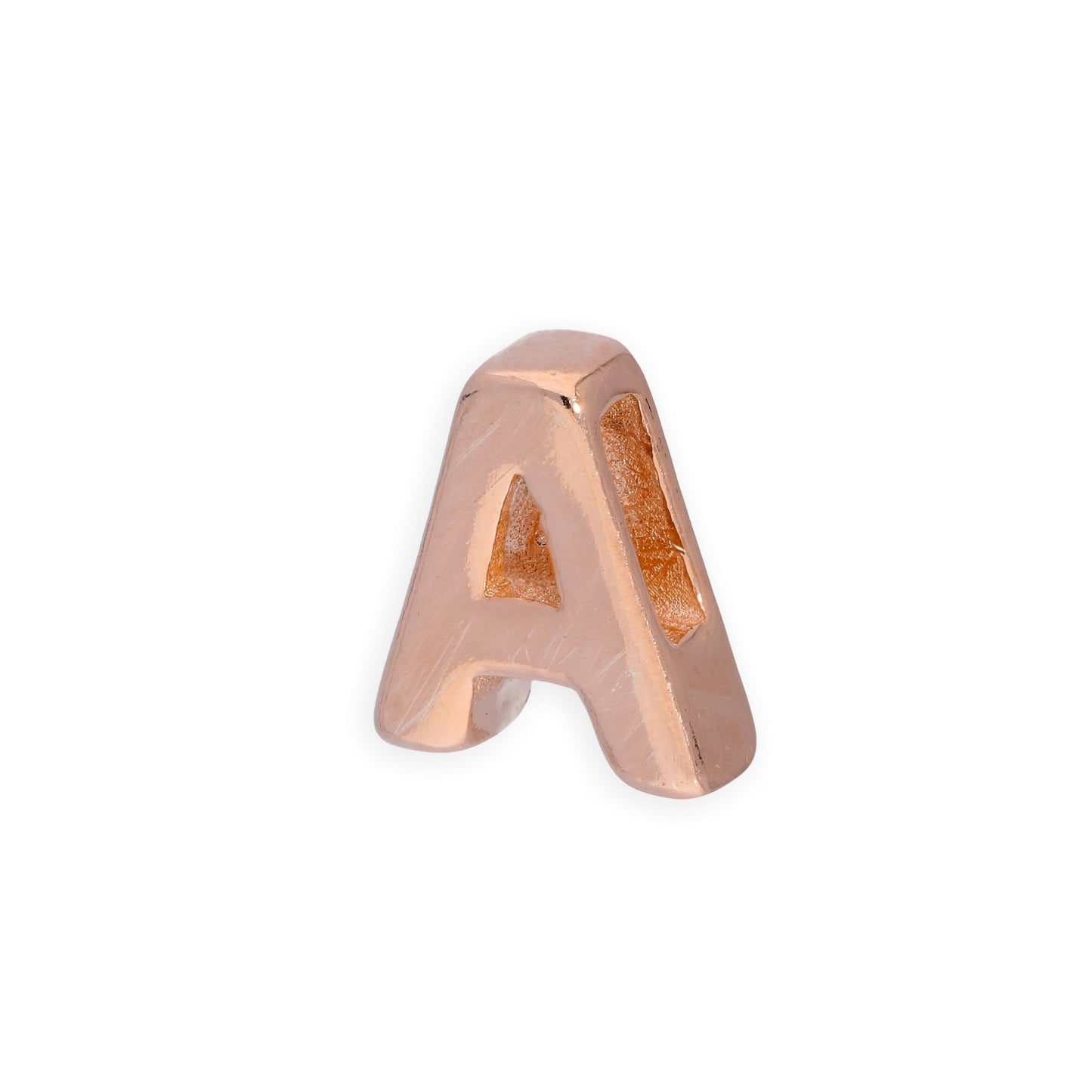 Rose Gold Plated Sterling Silver Alphabet Letter Threader Bead Charm A - Z