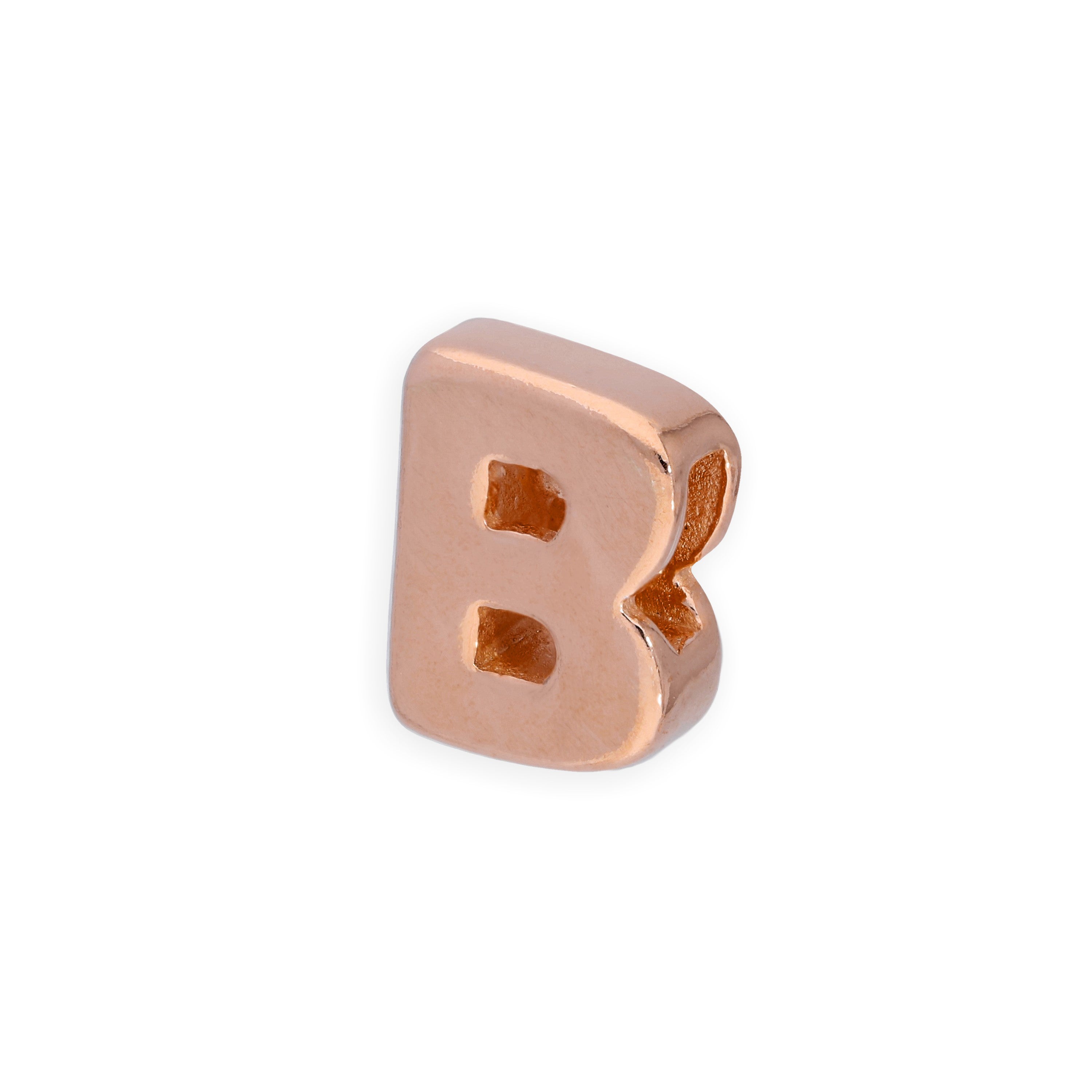 Rose Gold Plated Sterling Silver Alphabet Letter Threader Bead Charm A - Z