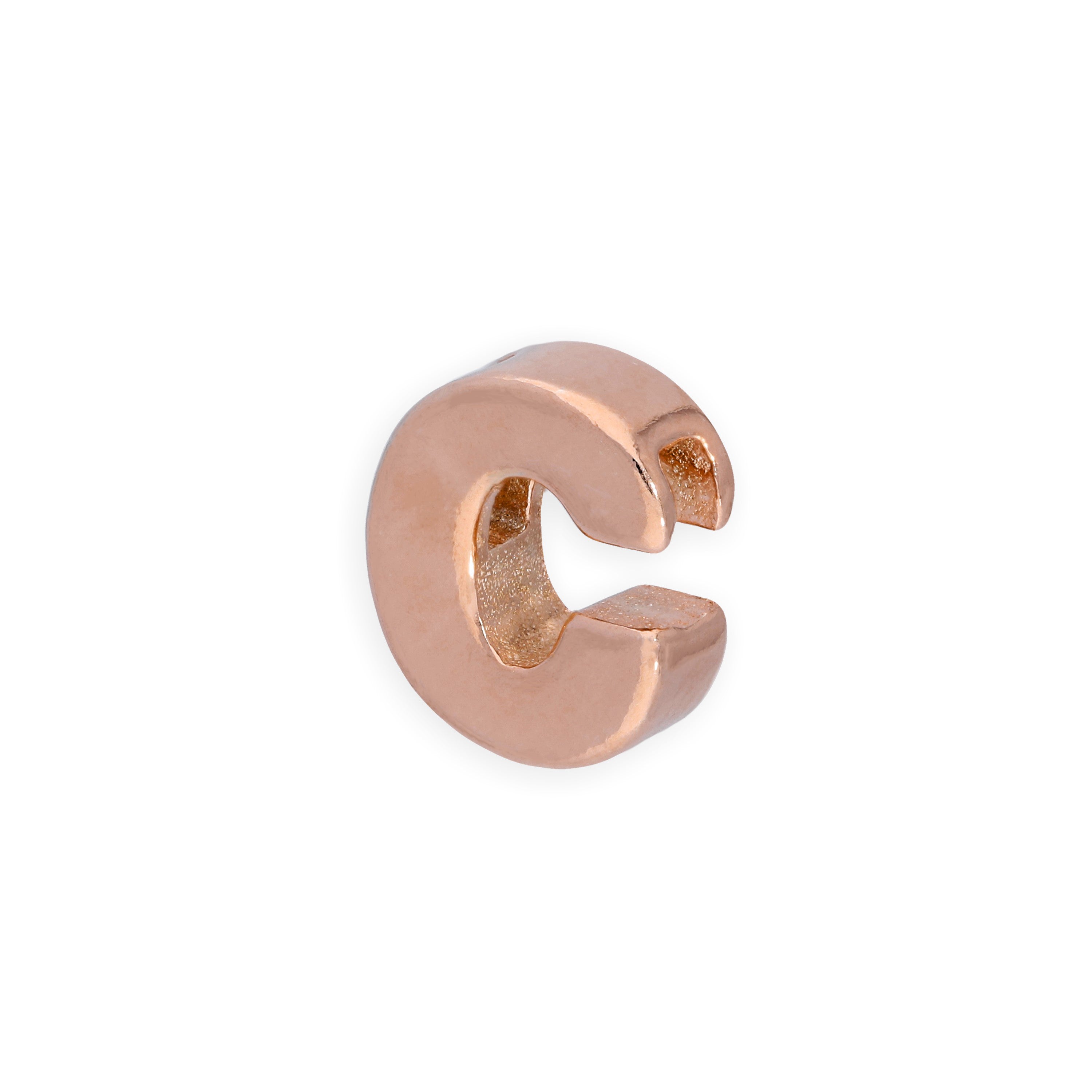 Rose Gold Plated Sterling Silver Alphabet Letter Threader Bead Charm A - Z