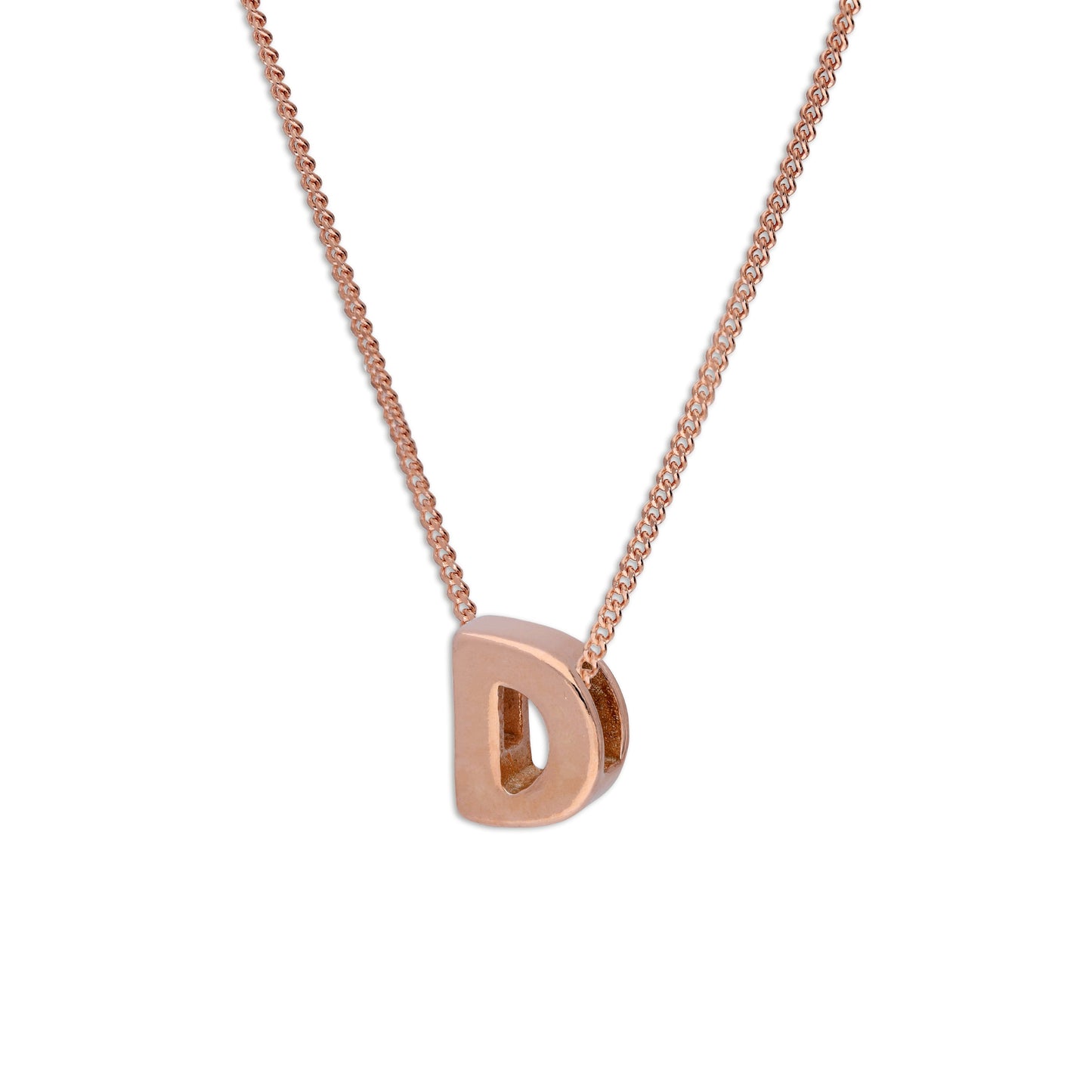 Rose Gold Plated Sterling Silver Letter D Pendant Necklace 14 - 32 Inches