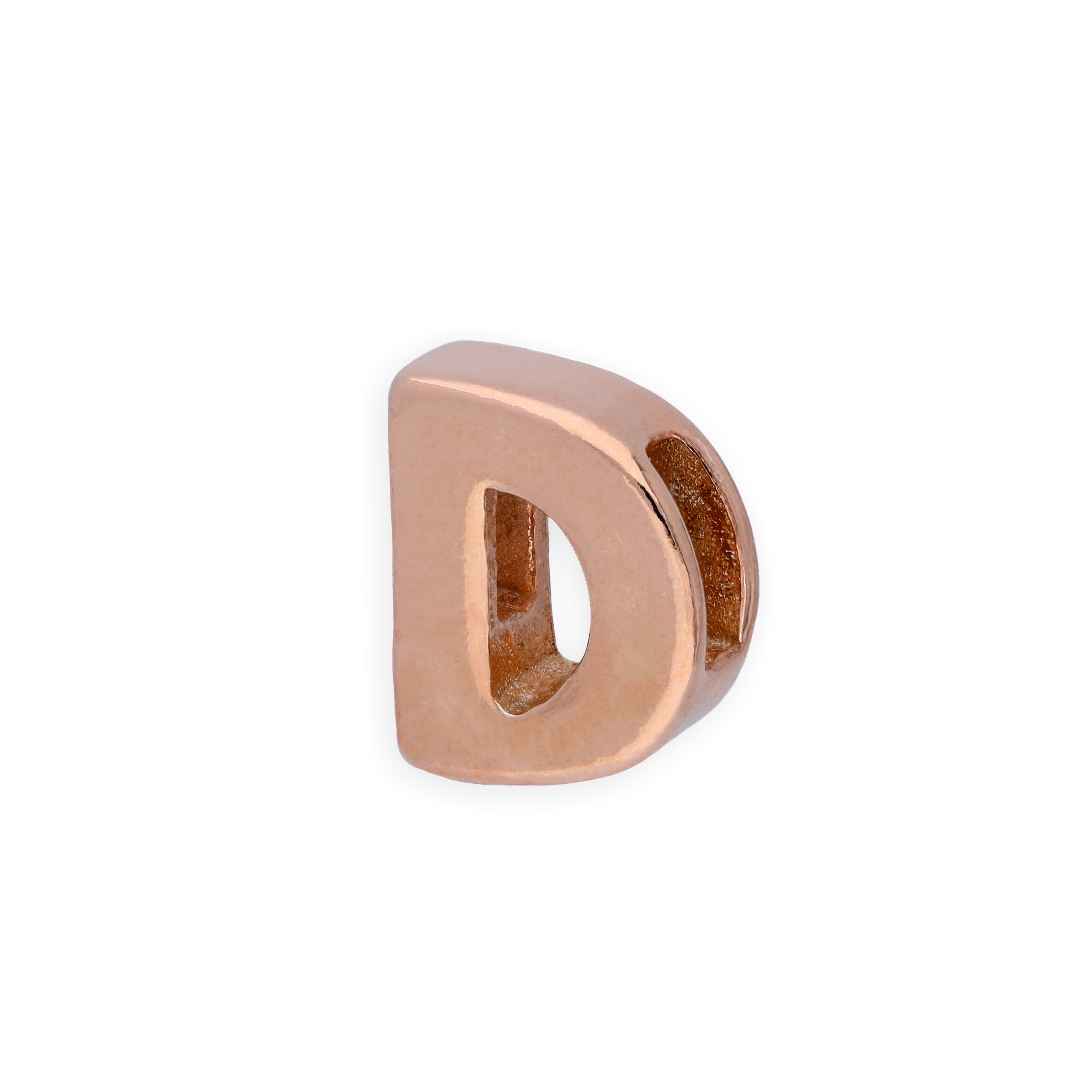 Rose Gold Plated Sterling Silver Alphabet Letter Threader Bead Charm A - Z