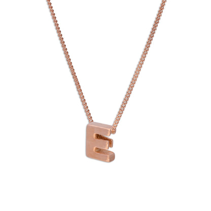 Rose Gold Plated Sterling Silver Letter E Pendant Necklace 14 - 32 Inches