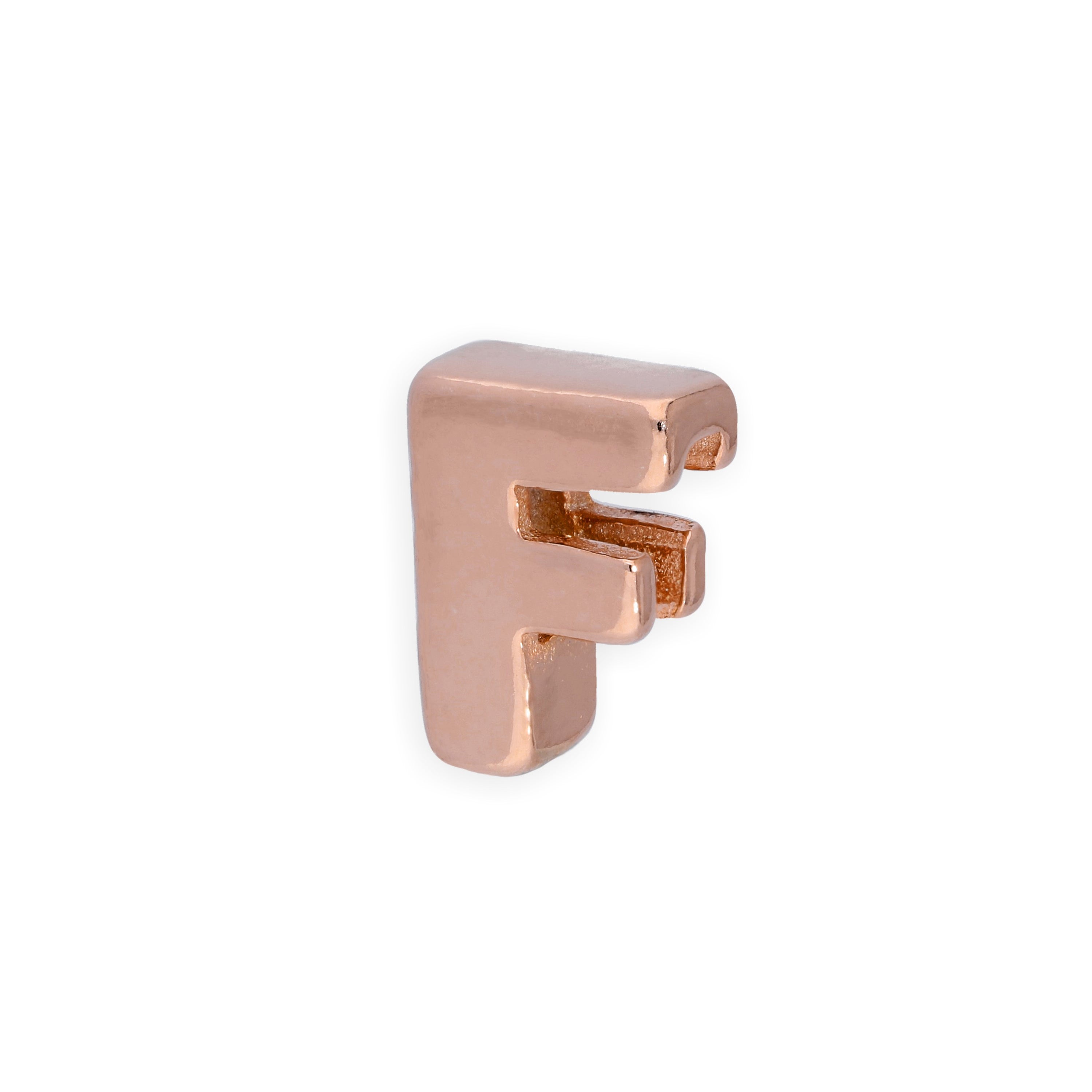 Rose Gold Plated Sterling Silver Alphabet Letter Threader Bead Charm A - Z