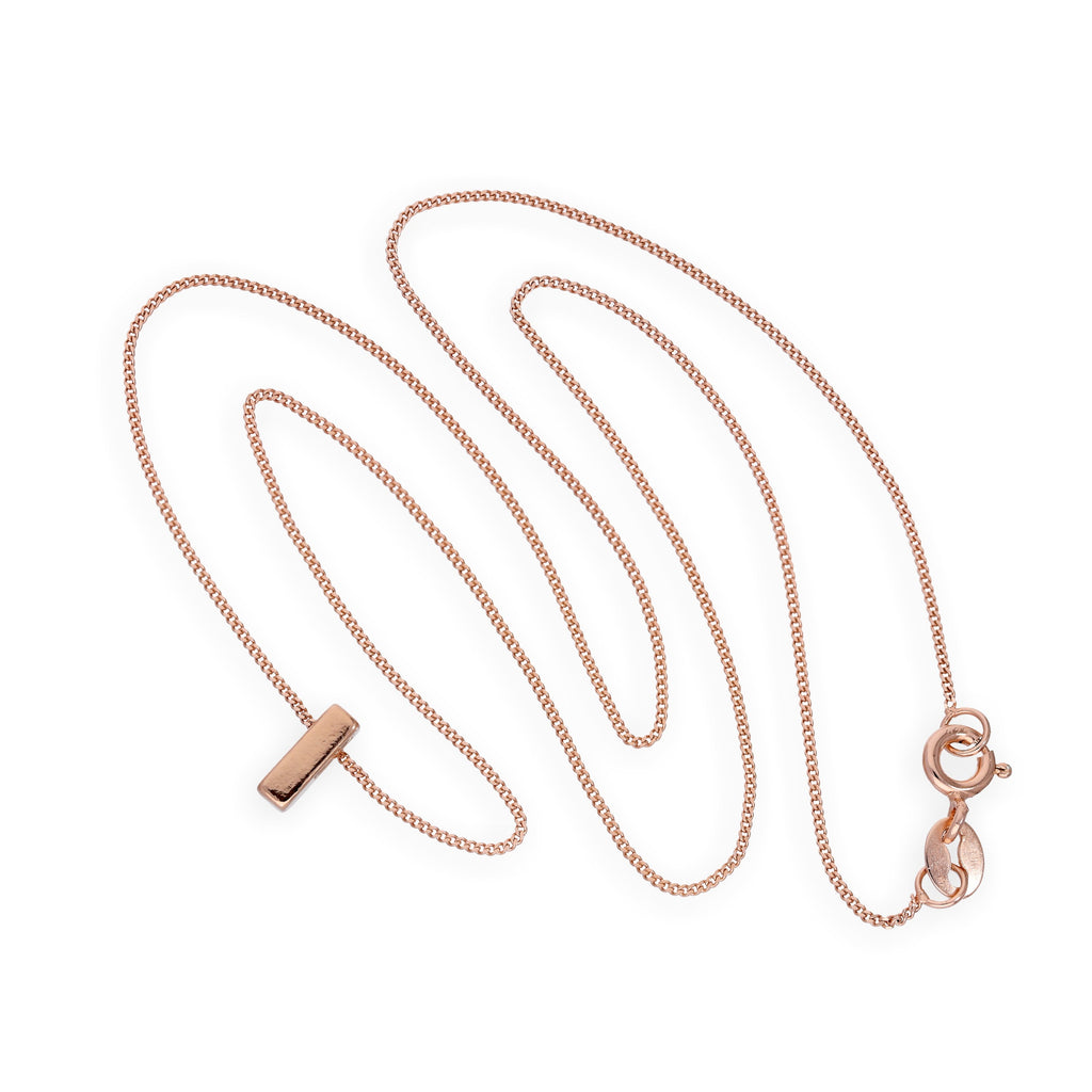 Rose Gold Plated Sterling Silver Letter I Pendant Necklace 14 - 32 Inches