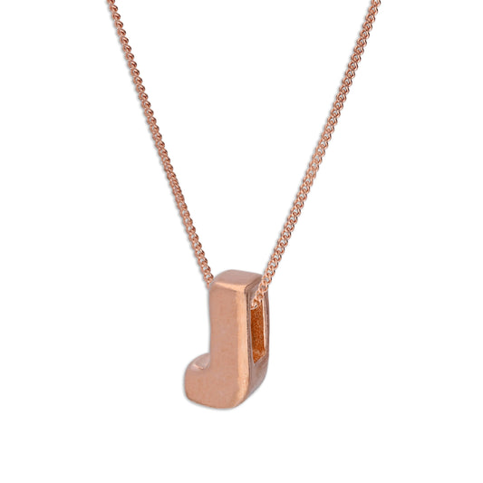 Rose Gold Plated Sterling Silver Letter J Pendant Necklace 14 - 32 Inches