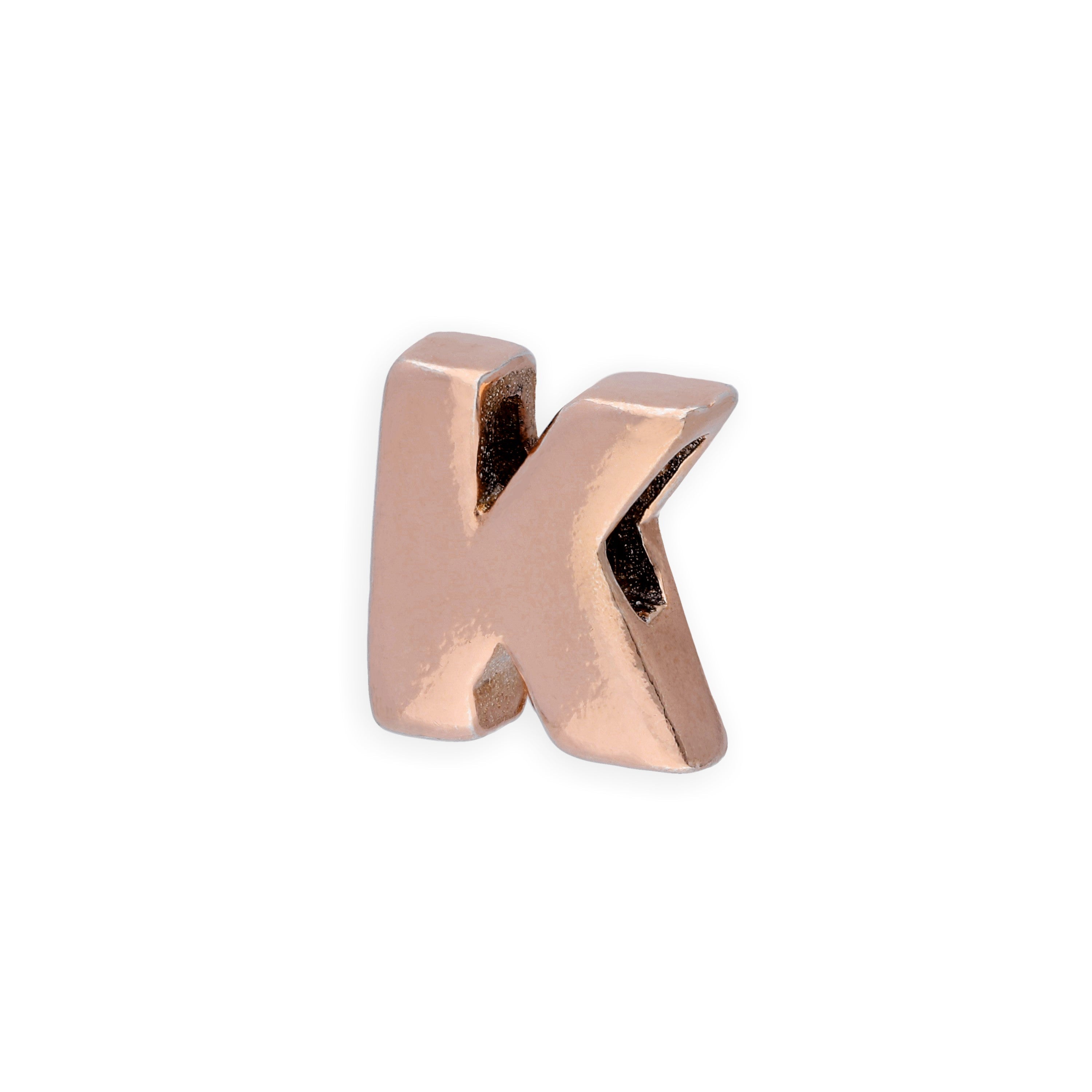 Rose Gold Plated Sterling Silver Alphabet Letter Threader Bead Charm A - Z
