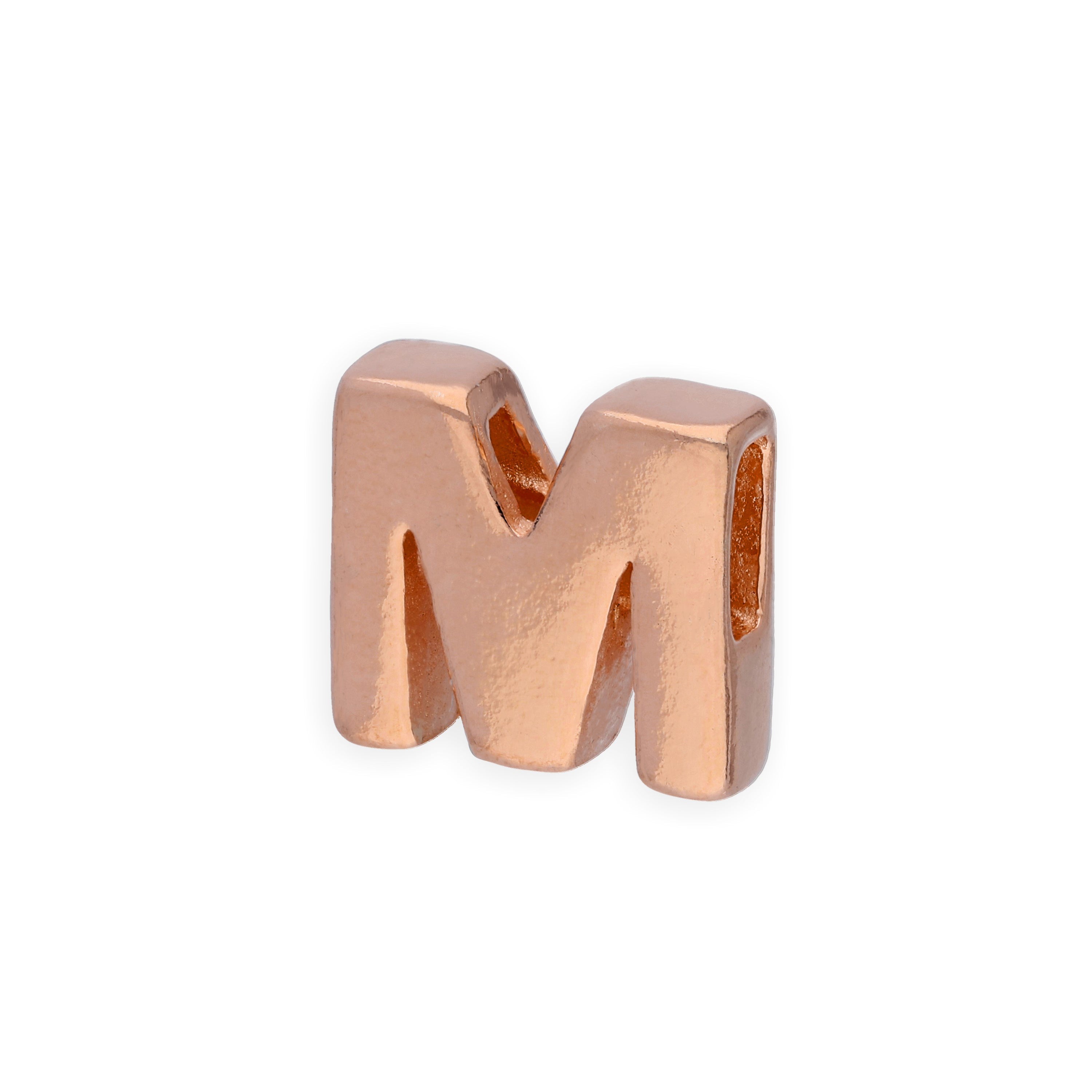 Rose Gold Plated Sterling Silver Alphabet Letter Threader Bead Charm A - Z