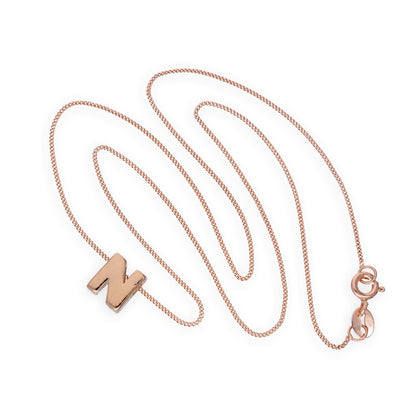 Rose Gold Plated Sterling Silver Letter N Pendant Necklace 14 - 32 Inches