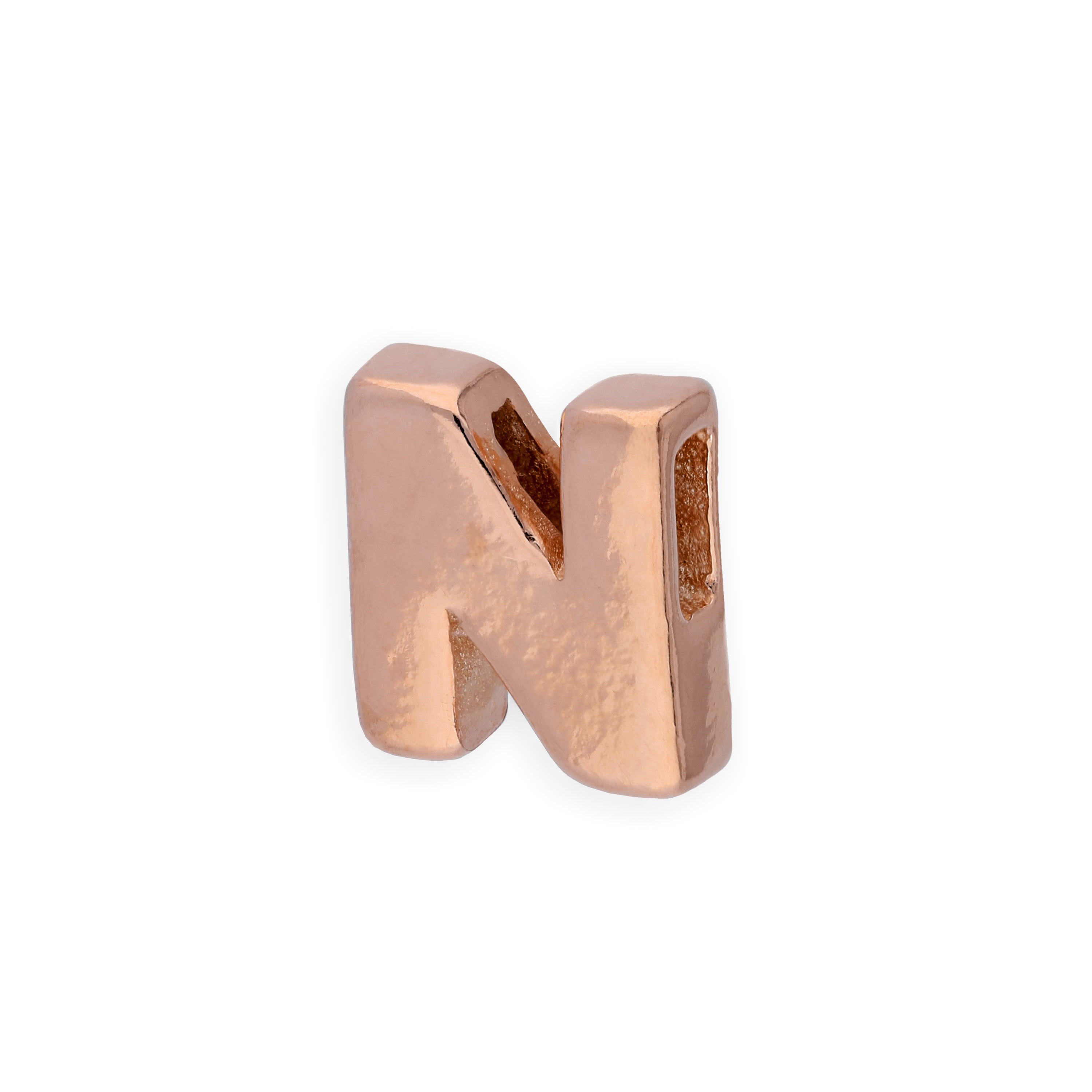 Rose Gold Plated Sterling Silver Alphabet Letter Threader Bead Charm A - Z