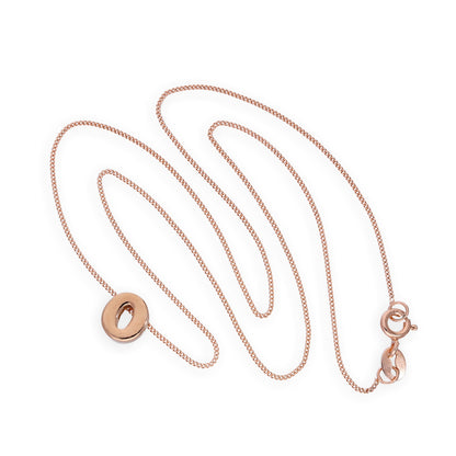 Rose Gold Plated Sterling Silver Letter O Pendant Necklace 14 - 32 Inches