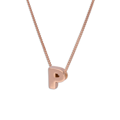 Rose Gold Plated Sterling Silver Letter P Pendant Necklace 14 - 32 Inches