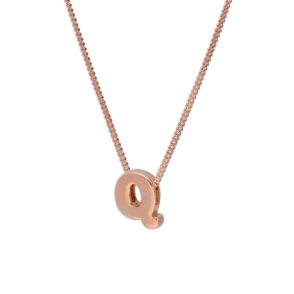 Rose Gold Plated Sterling Silver Letter Q Pendant Necklace 14 - 32 Inches