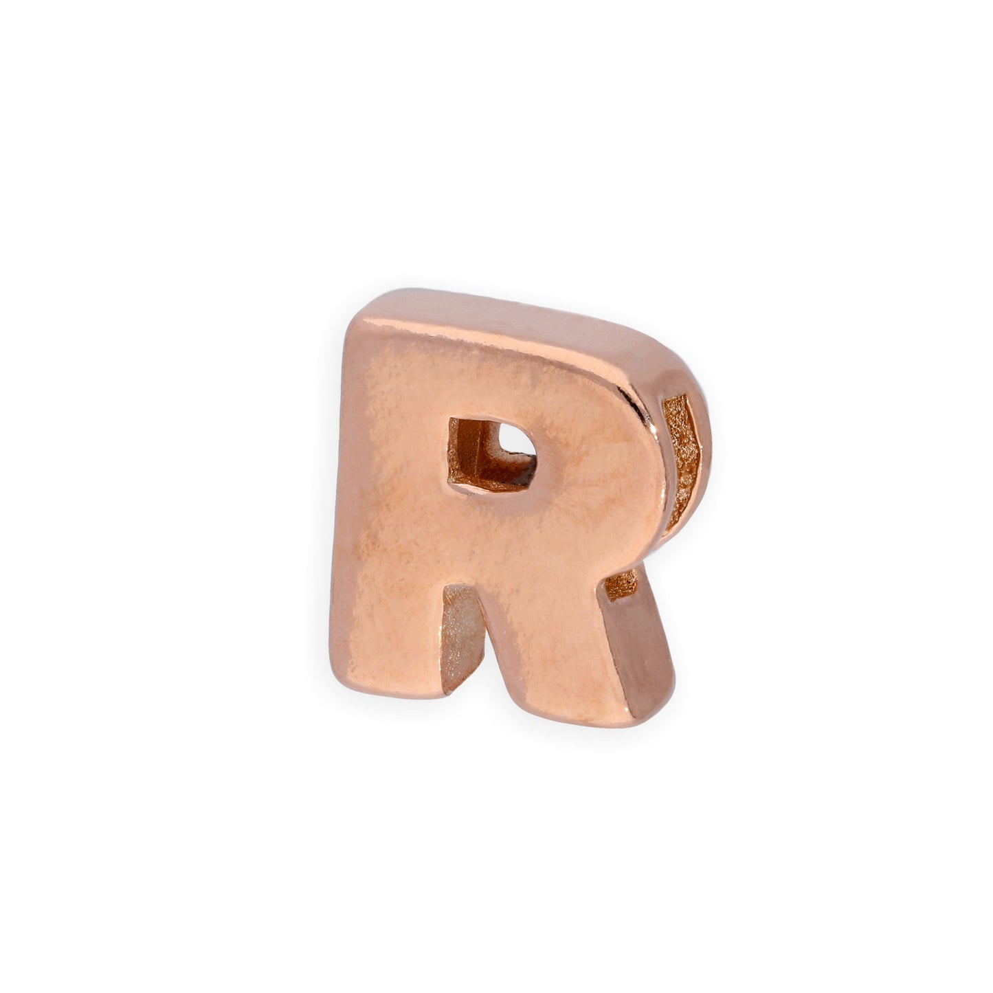 Rose Gold Plated Sterling Silver Alphabet Letter Threader Bead Charm A - Z