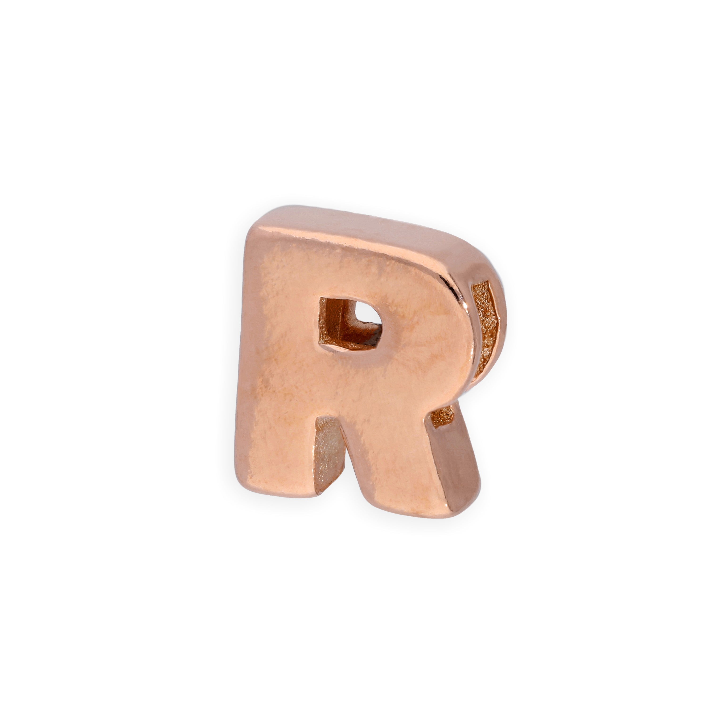 Rose Gold Plated Sterling Silver Alphabet Letter Threader Bead Charm A - Z