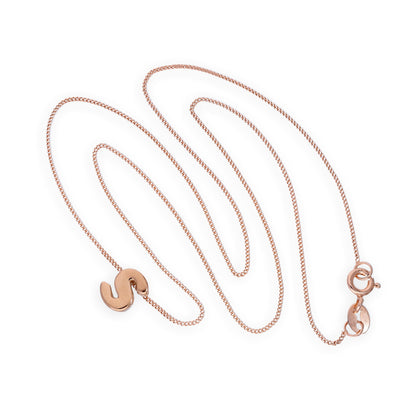 Rose Gold Plated Sterling Silver Letter S Pendant Necklace 14 - 32 Inches