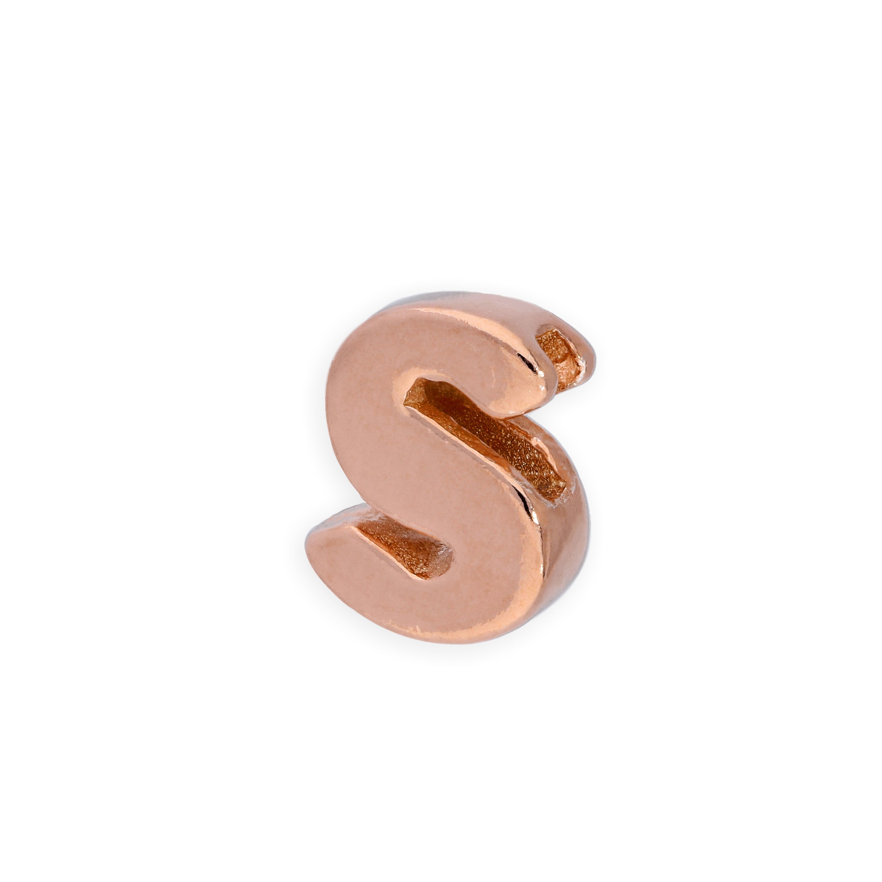 Rose Gold Plated Sterling Silver Alphabet Letter Threader Bead Charm A - Z