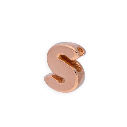 Rose Gold Plated Sterling Silver Alphabet Letter Threader Bead Charm A - Z