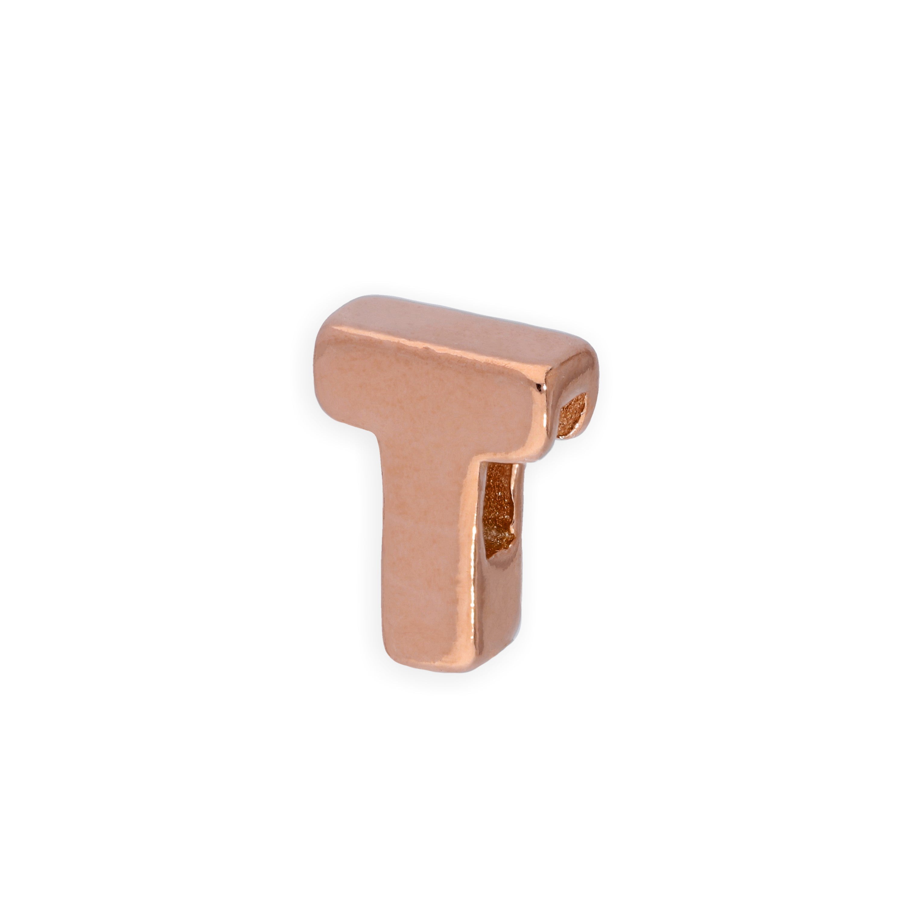 Rose Gold Plated Sterling Silver Alphabet Letter Threader Bead Charm A - Z