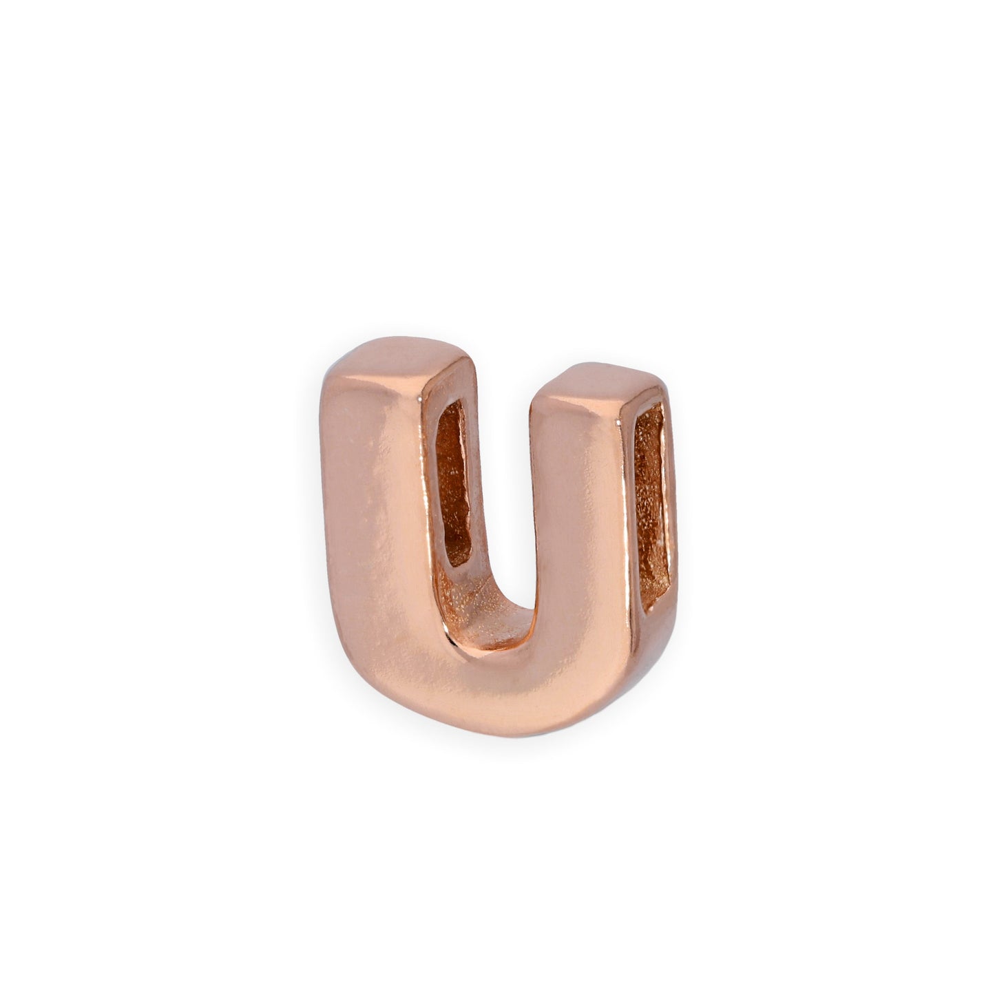Rose Gold Plated Sterling Silver Alphabet Letter Threader Bead Charm A - Z