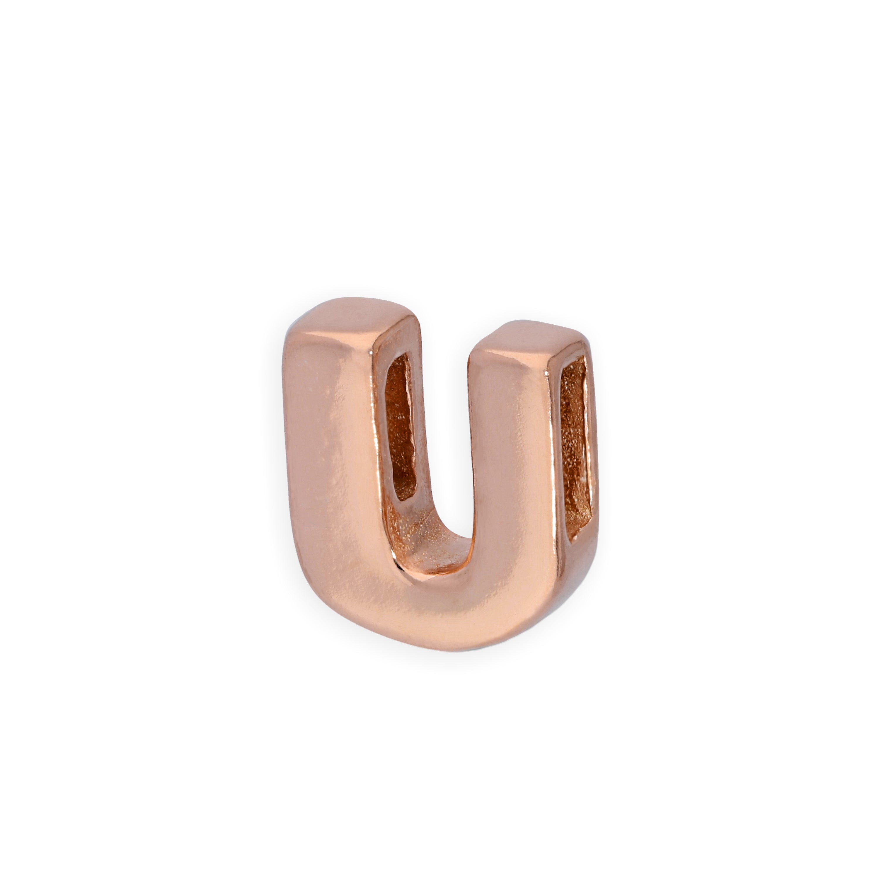 Rose Gold Plated Sterling Silver Alphabet Letter Threader Bead Charm A - Z