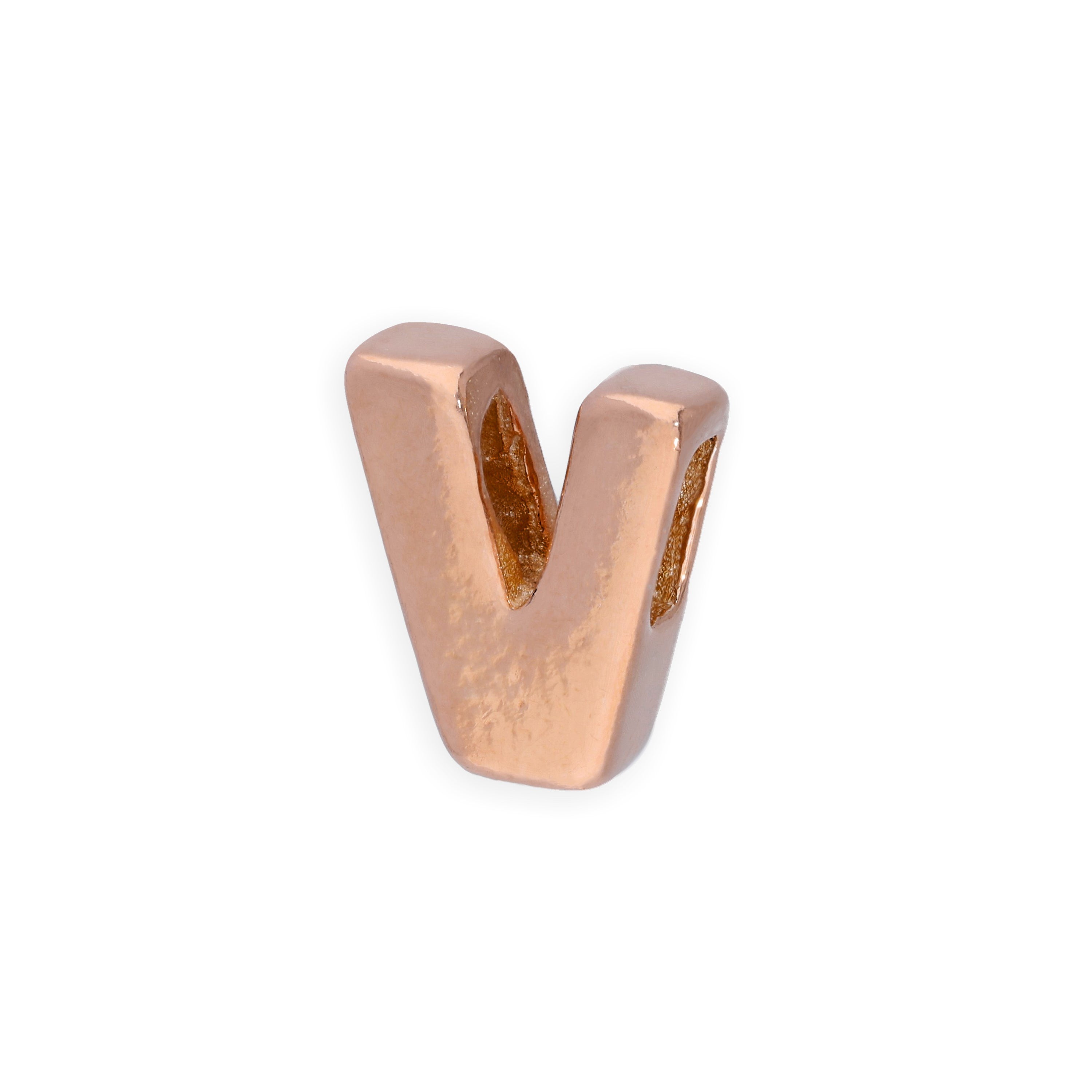 Rose Gold Plated Sterling Silver Alphabet Letter Threader Bead Charm A - Z