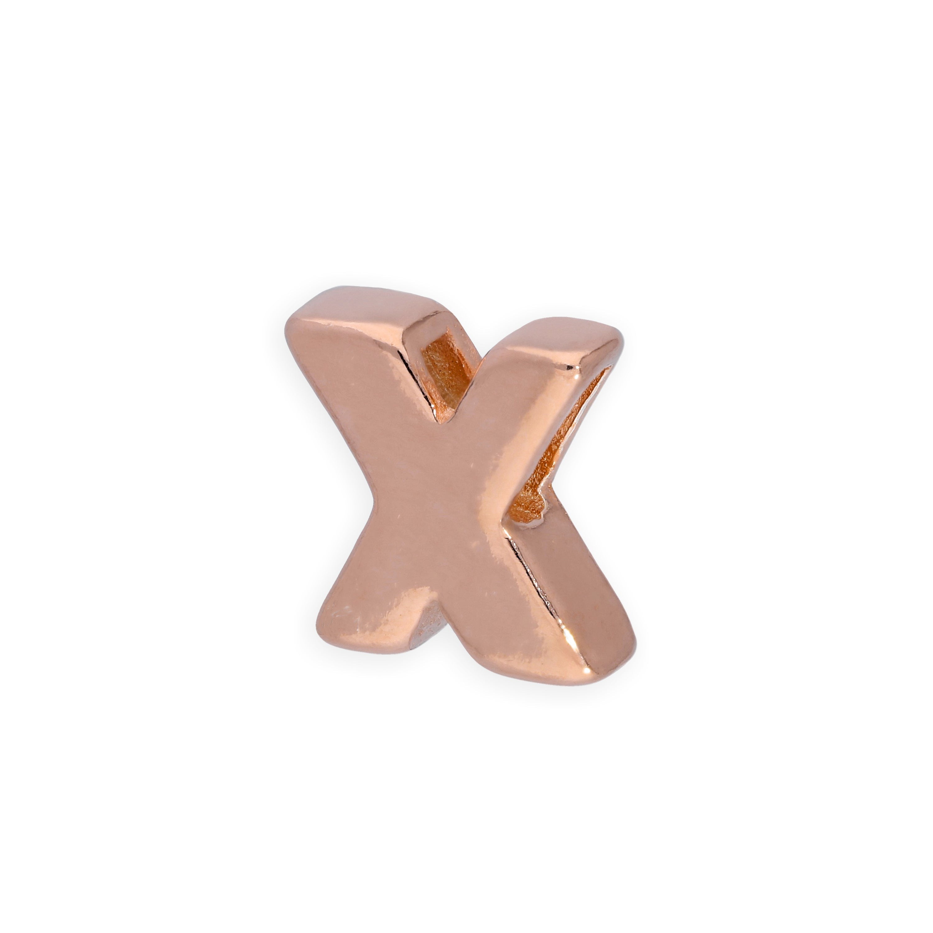 Rose Gold Plated Sterling Silver Alphabet Letter Threader Bead Charm A - Z