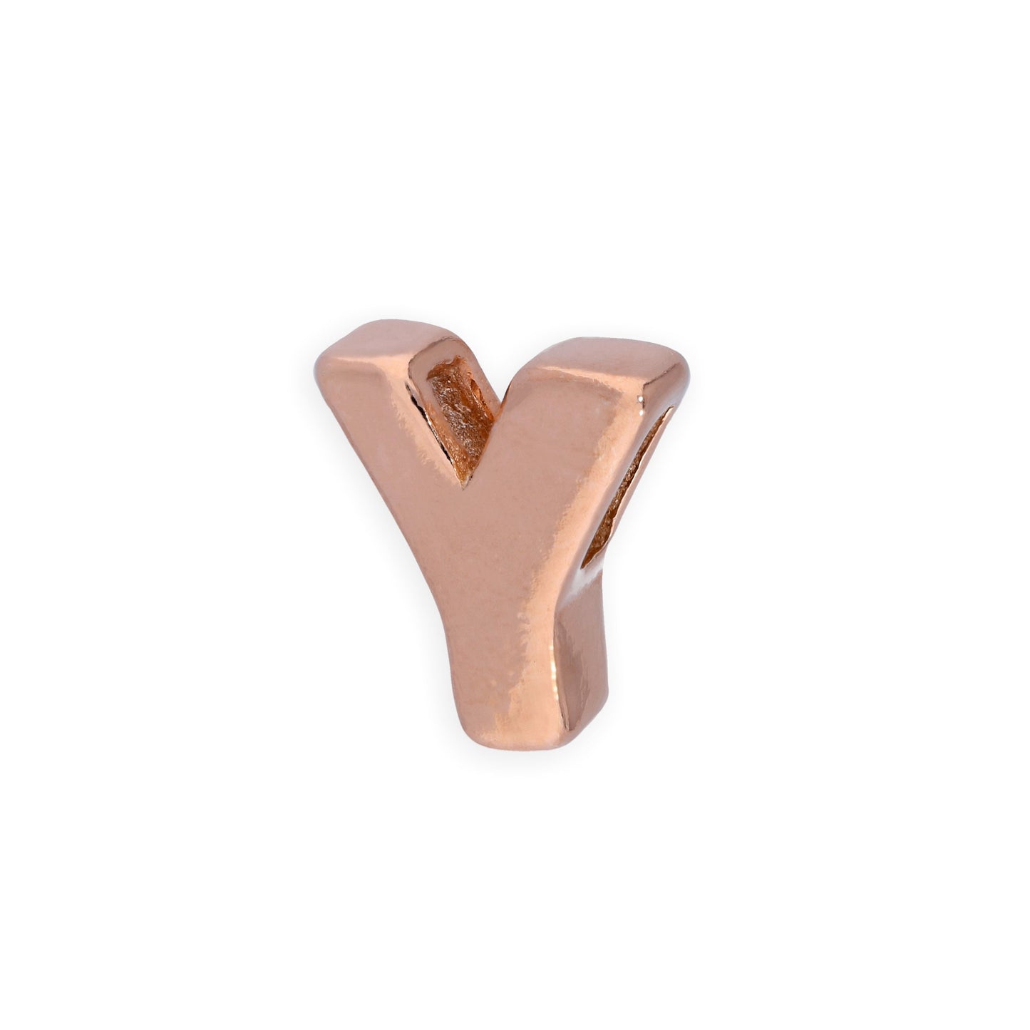 Rose Gold Plated Sterling Silver Alphabet Letter Threader Bead Charm A - Z
