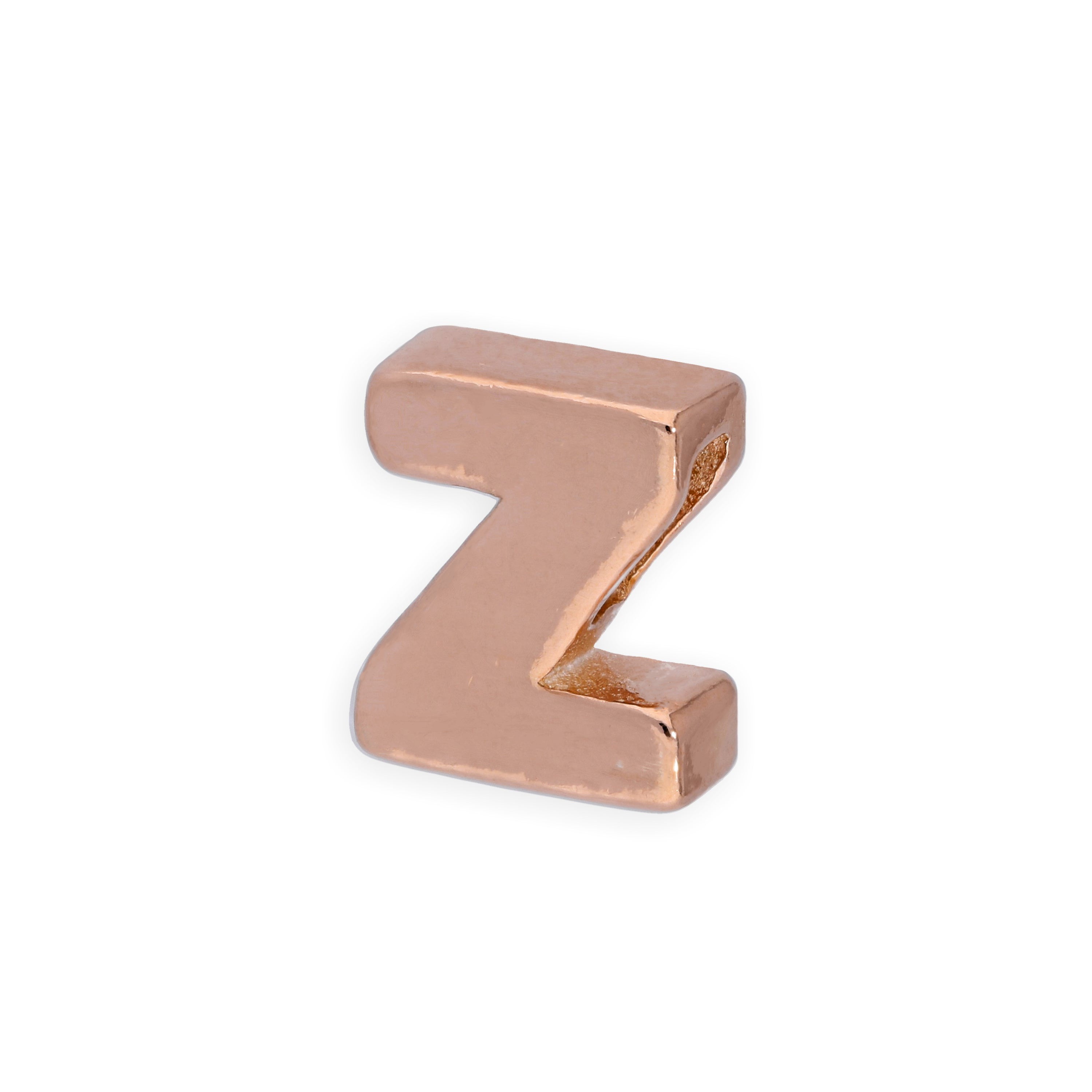 Rose Gold Plated Sterling Silver Alphabet Letter Threader Bead Charm A - Z