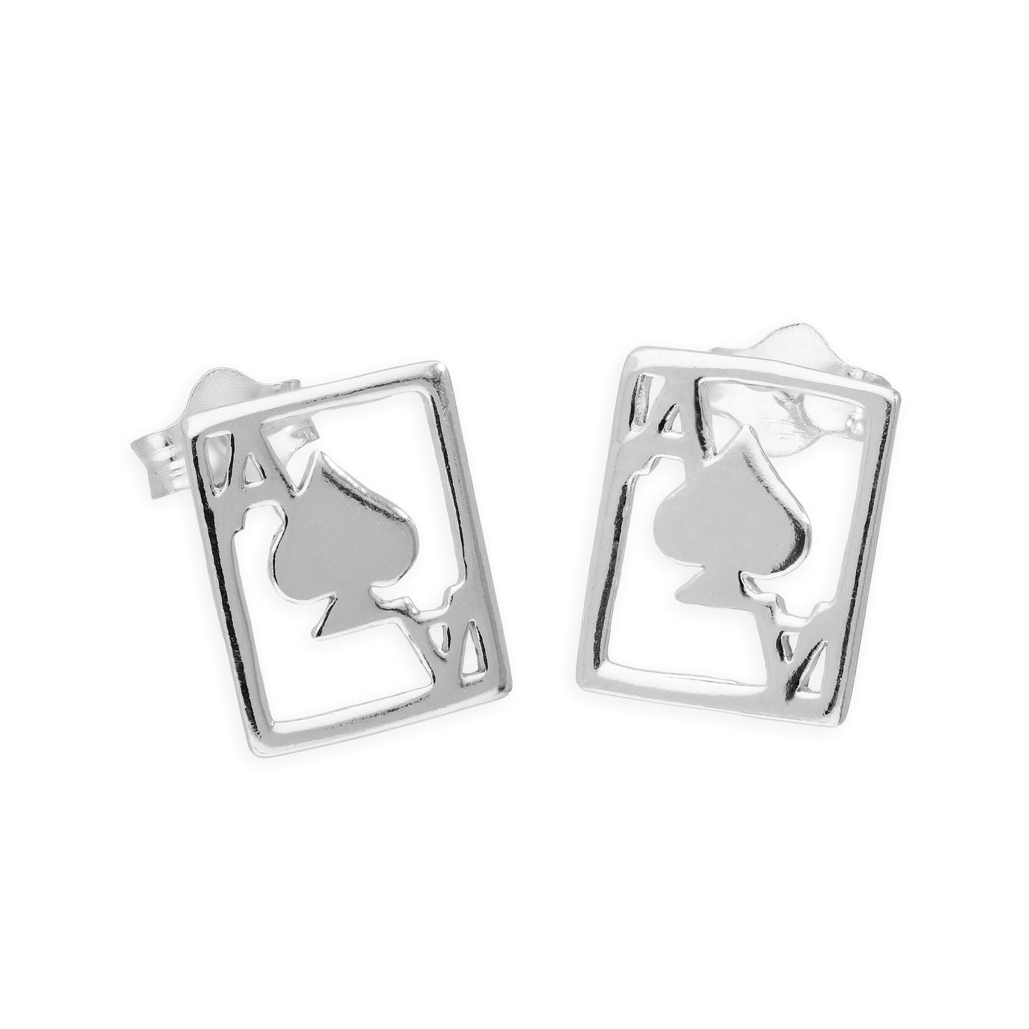 Sterling Silver Ace of Spades Stud Earrings