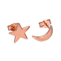 Rose Gold Plated Sterling Silver Moon & Star Stud Earrings