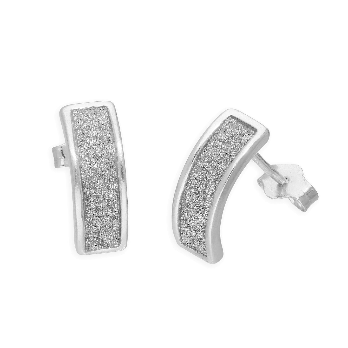 Sterling Silver Frosted Curve Stud Earrings