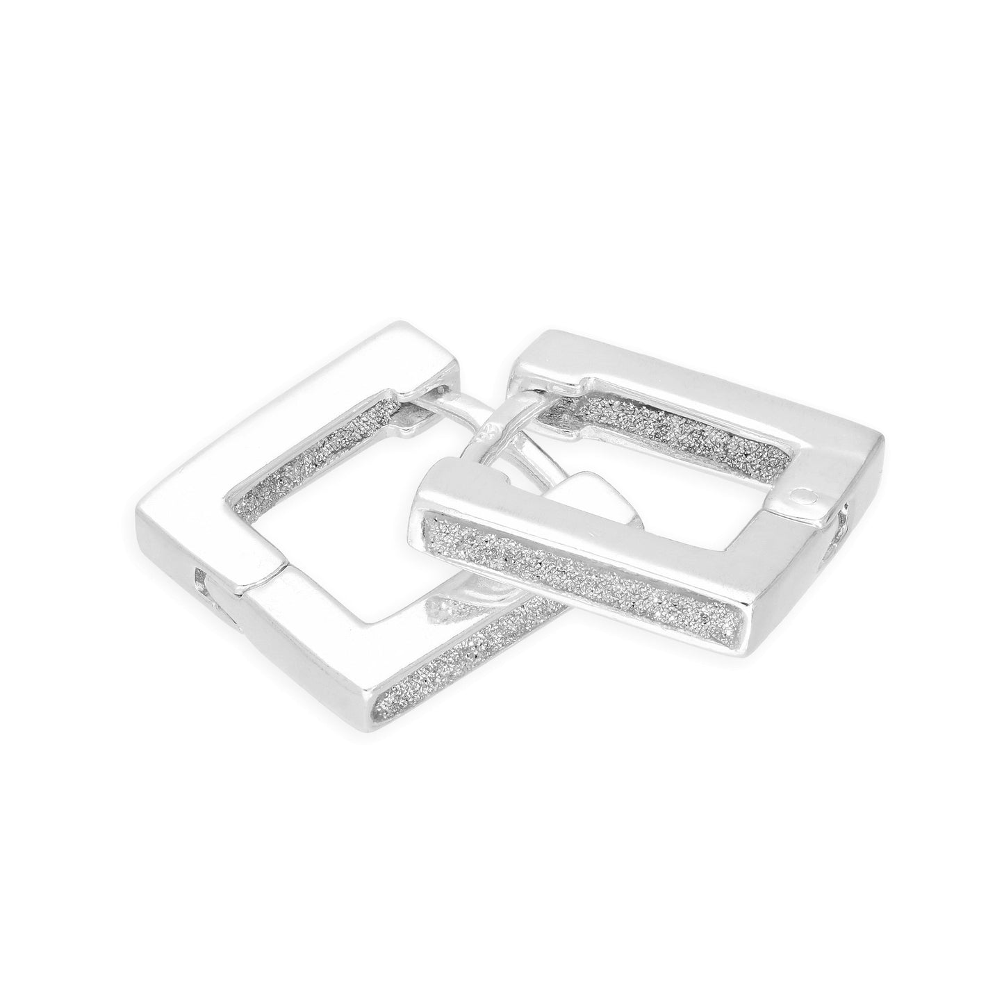 Sterling Silver Frosted Square Hoop Earrings