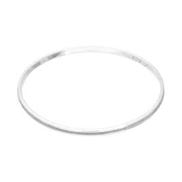 Frosted Sterling Silver Round Bangle