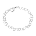 Sterling Silver 7.5 Inch Hearts Bracelet w Heart Clasp