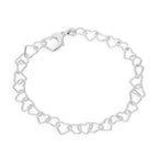 Sterling Silver 7.5 Inch Hearts Bracelet w Heart Clasp
