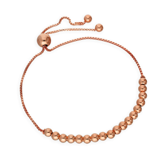 Rose Gold Plated Sterling Silver Adjustable Bead Bracelet