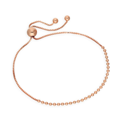 Rose Gold Plated Sterling Silver Adjustable Thin Bead Bracelet