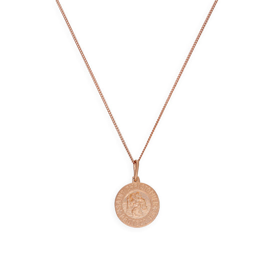 Rose Gold Plated Sterling Silver Saint Christopher Medal on Chain 14 - 32 Inches