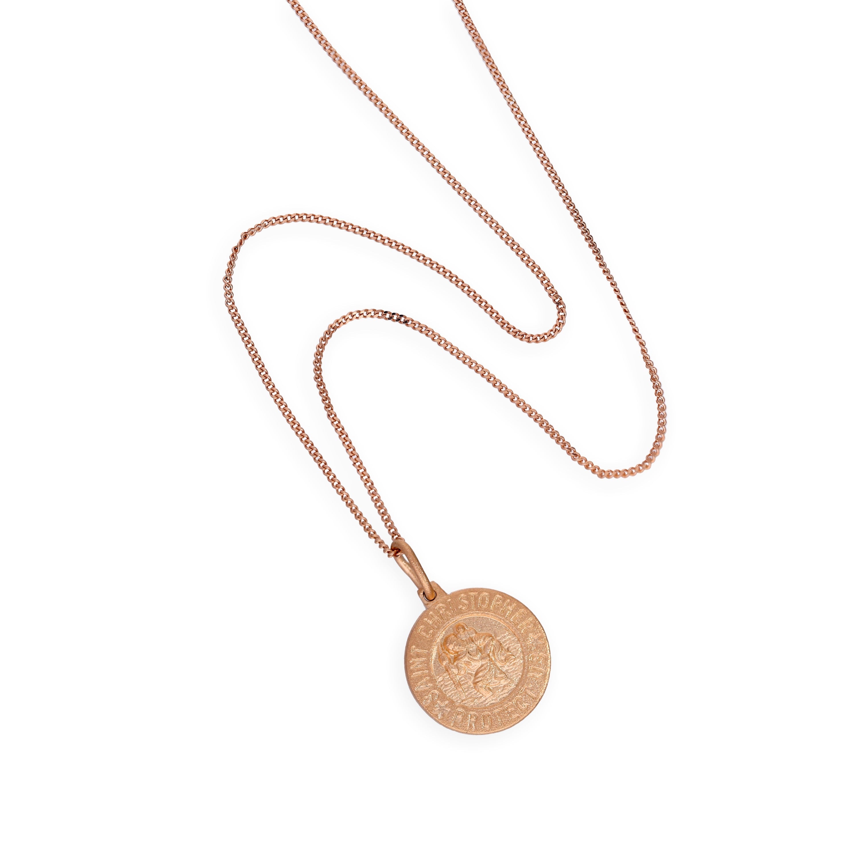 Rose Gold Plated Sterling Silver Saint Christopher Medal on Chain 14 - 32 Inches