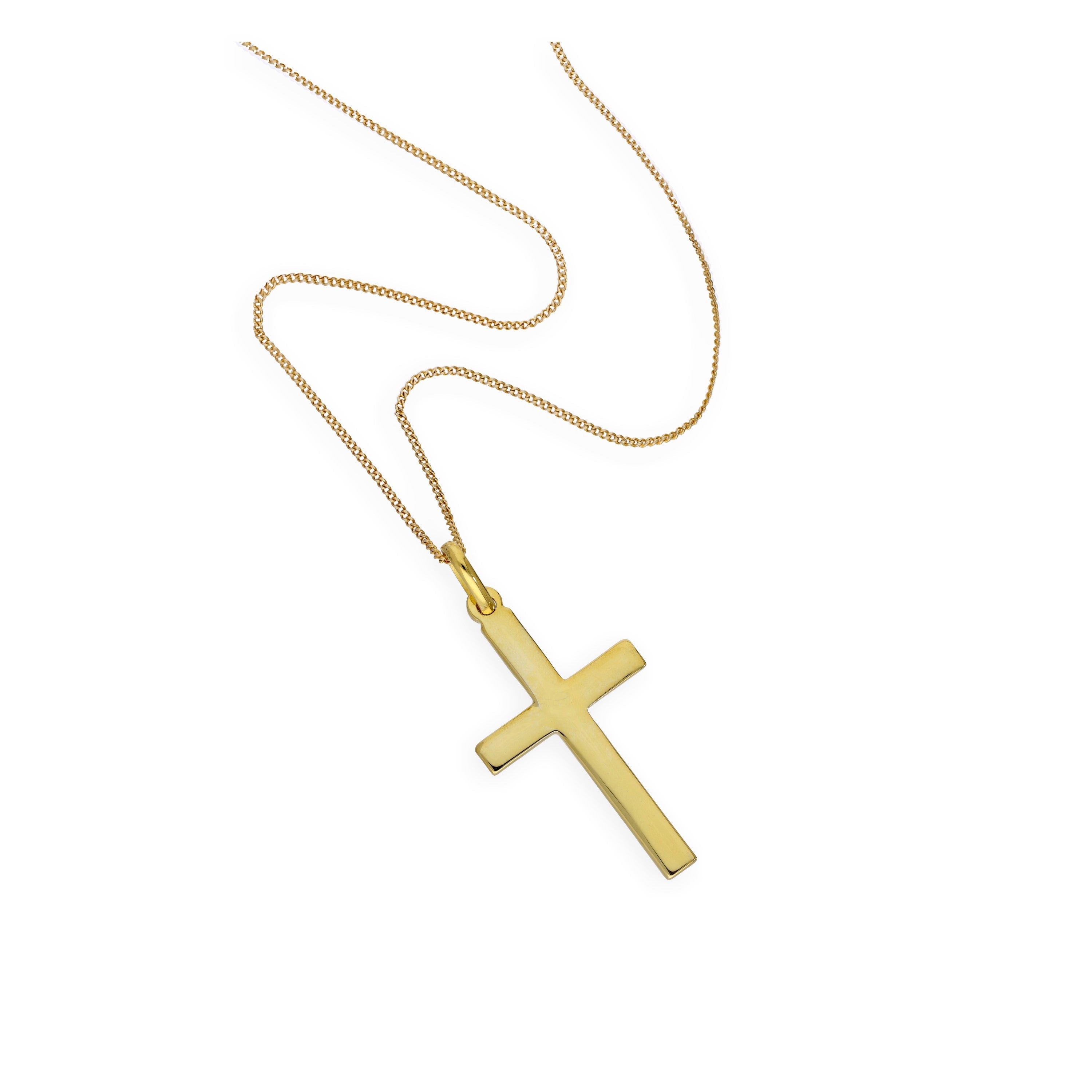 Large Gold Plated Sterling Silver Cross Pendant Necklace 16 - 32 Inches