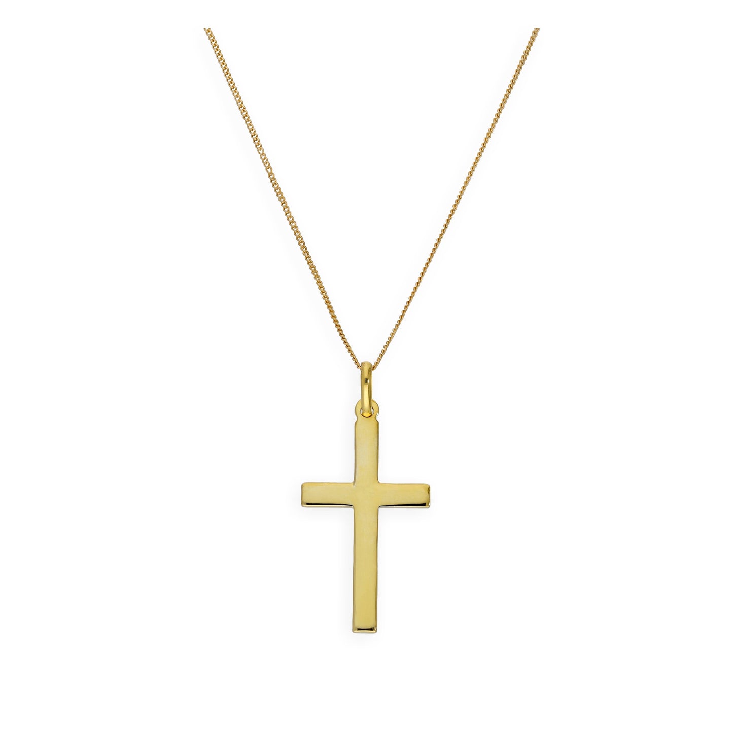Groß Vergoldet Sterlingsilber Kreuz Anhänger Halskette 40,5 - 81,5cm