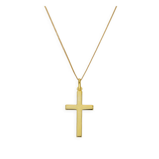 Large Gold Plated Sterling Silver Cross Pendant Necklace 16 - 32 Inches