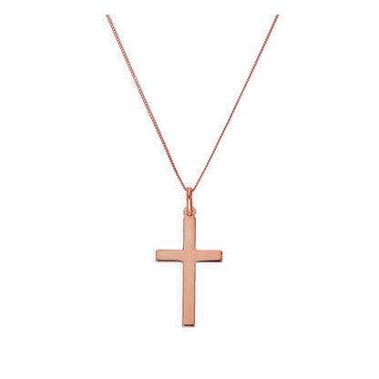 Large Rose Gold Plated Sterling Silver Cross Pendant Necklace 14 - 32 Inches