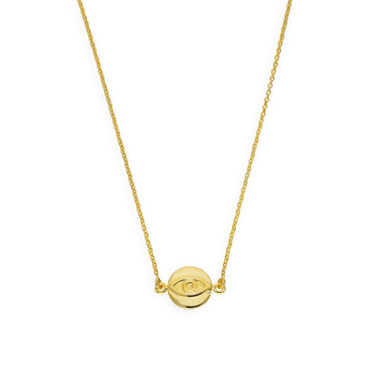Gold Plated Sterling Silver Evil Eye Pendant on 18 Inch Chain - jewellerybox