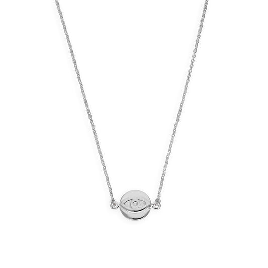 Sterling Silver Evil Eye Pendant on 18 Inch Chain