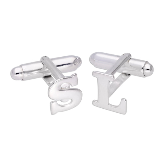 Sterling Silver Letter Swivel Back Cufflink A - Z