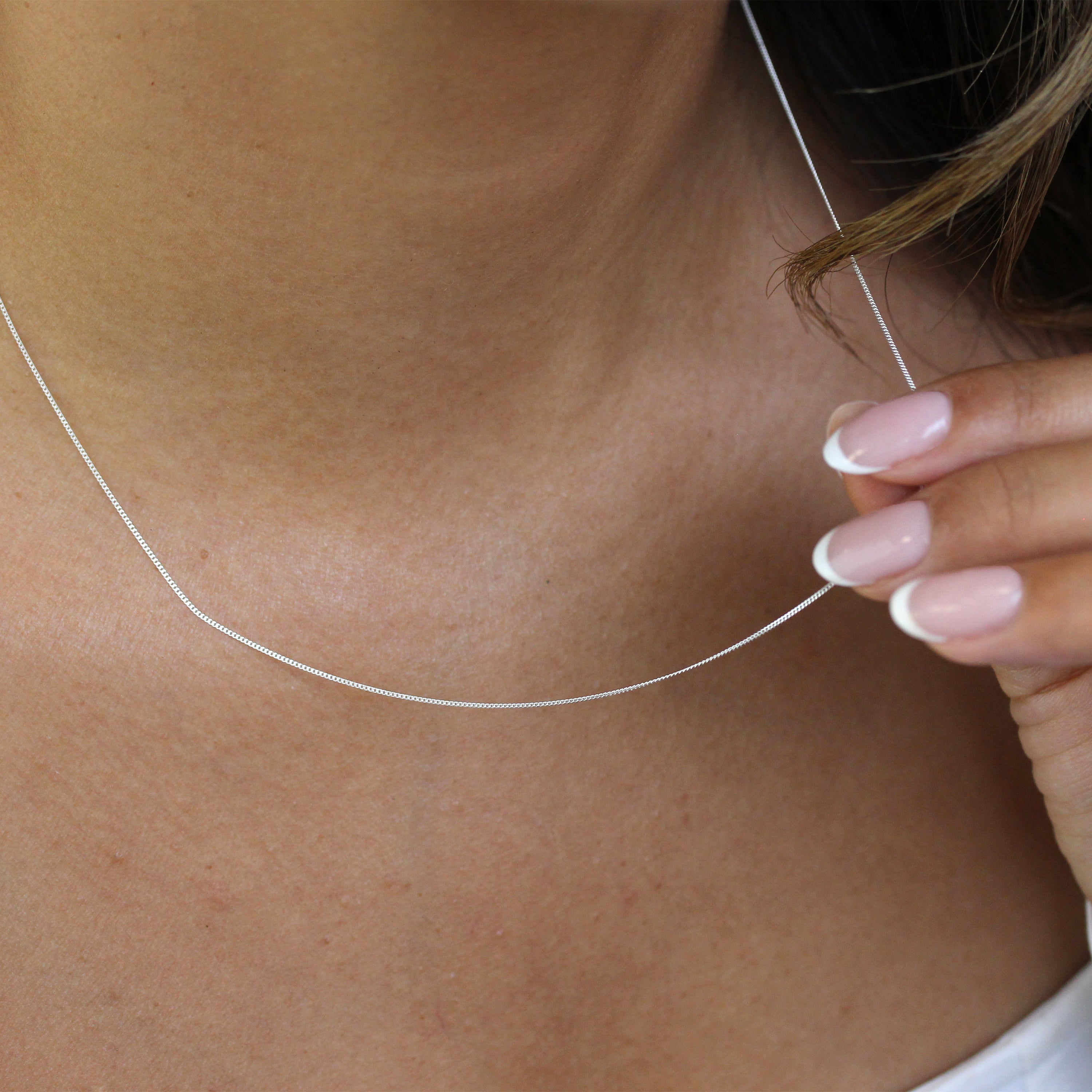 Sterling Silver Very Fine 0.5mm Diamond Cut Curb Chain 14 - 32 Inches
