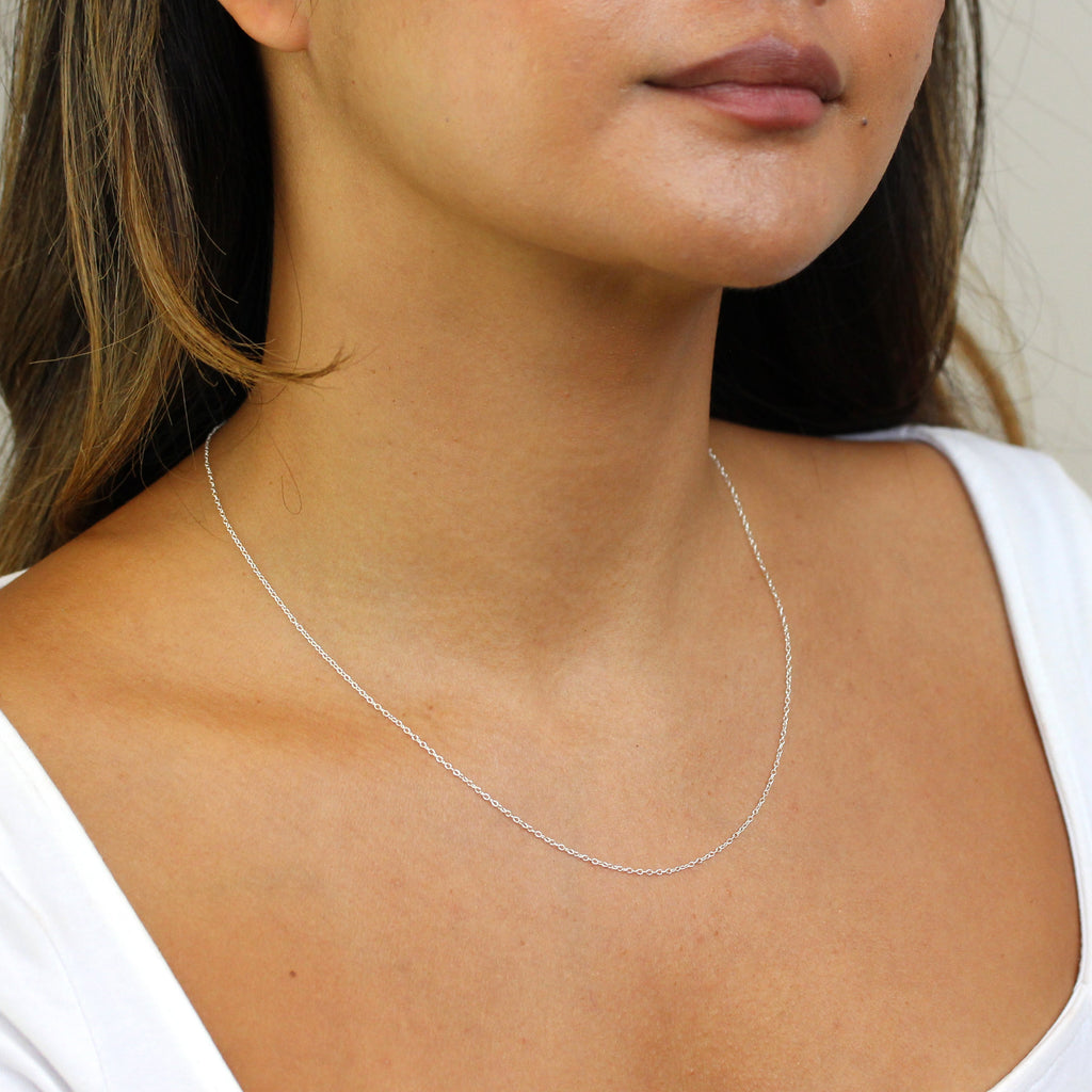 Sterling Silver 1mm Round Cable Chain 16 - 32 Inches