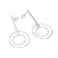 Sterling Silver Bar & Circles Drop Stud Earrings