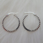 Sterling Silver 21mm Woven Hoop Earrings